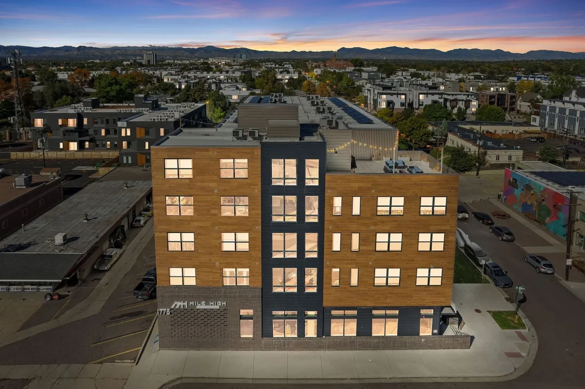 front elevated exterior mile high apartments developed by Zakhem Denver